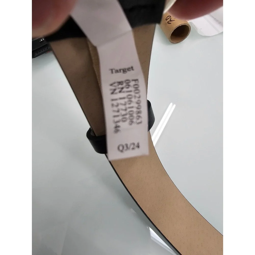 Wild Fable Womens Oval Buckle Belt Black Faux Leather Casual Size Large